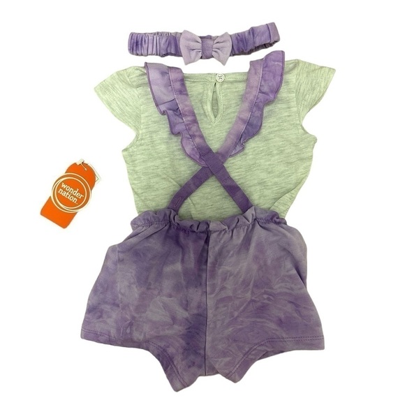 Wonder Nation Girls 6-9 Months Purple Tie-Dye Romper With Bow New With Tags - Picture 8 of 9